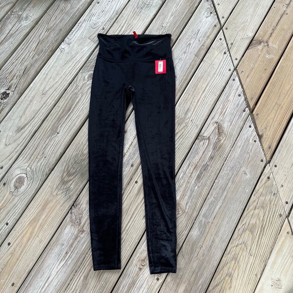 Spanx Women's Black Velvet Leggings Size M. NEW!